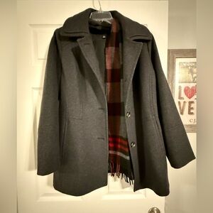London Fog Dark Grey Coat with scarf Large